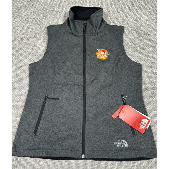North Face Vest Womens Medium Gray Ridgeline Slim Fit‎ Full Zip Soft Shell Logo - Picture 1 of 11